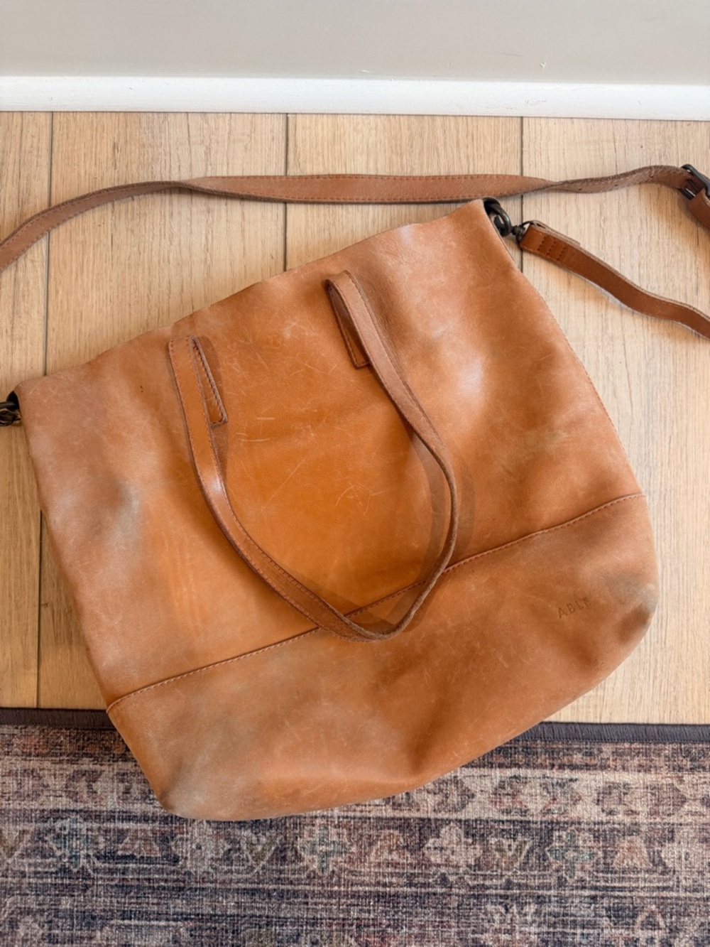 ABLE Cognac Leather Shoulder Bag